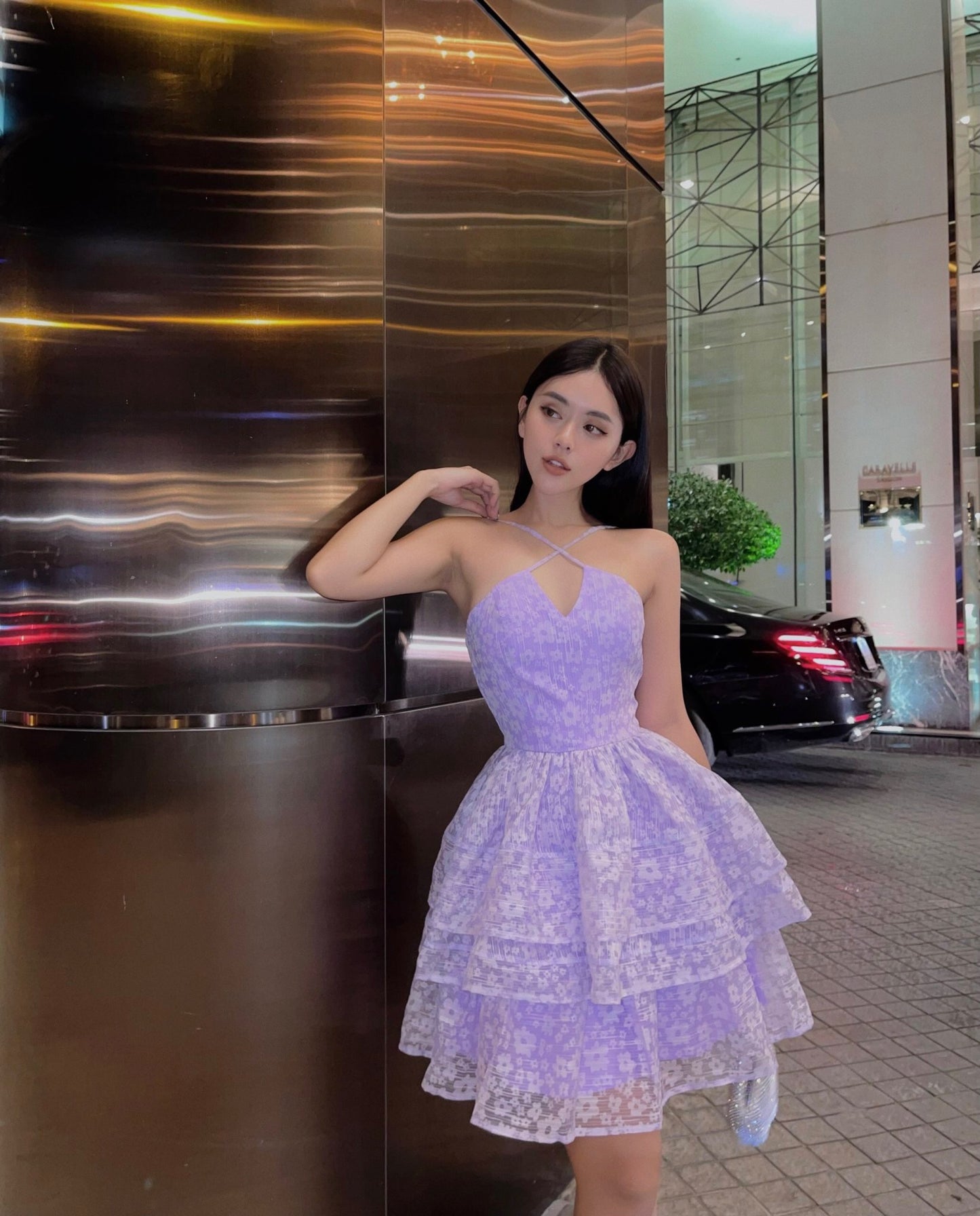 Sheer Ruffle Dress