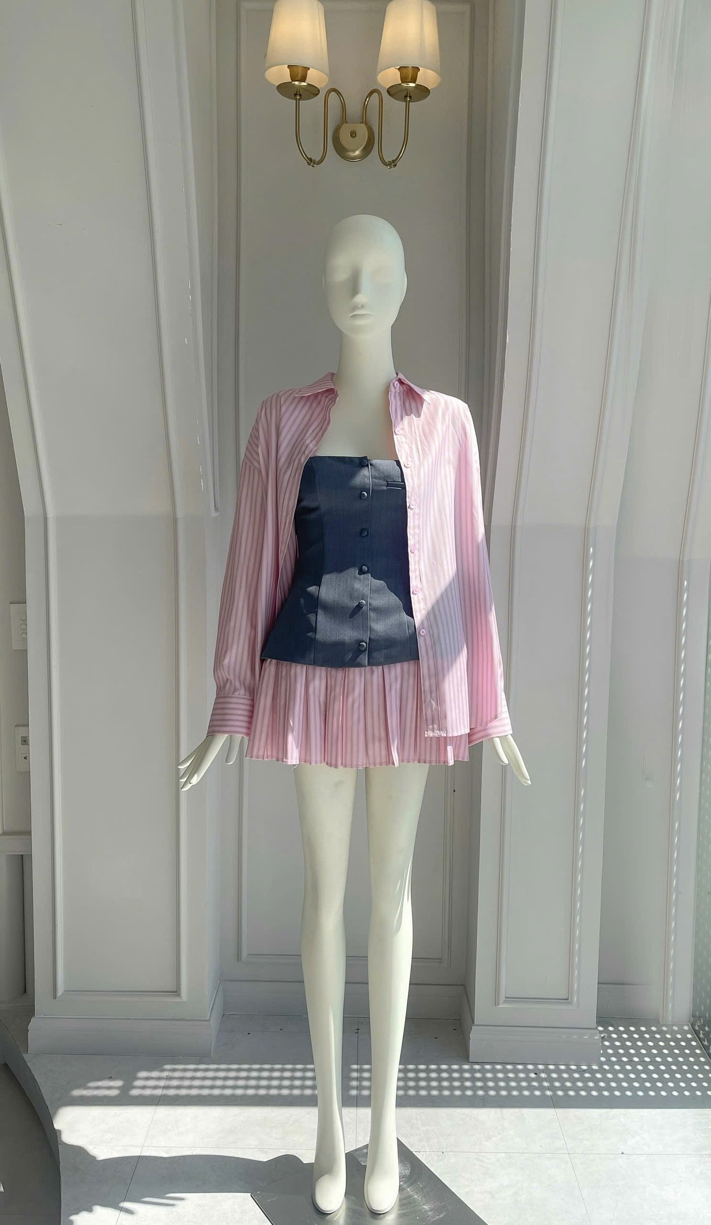 Pleated Dress & Button-up matching set