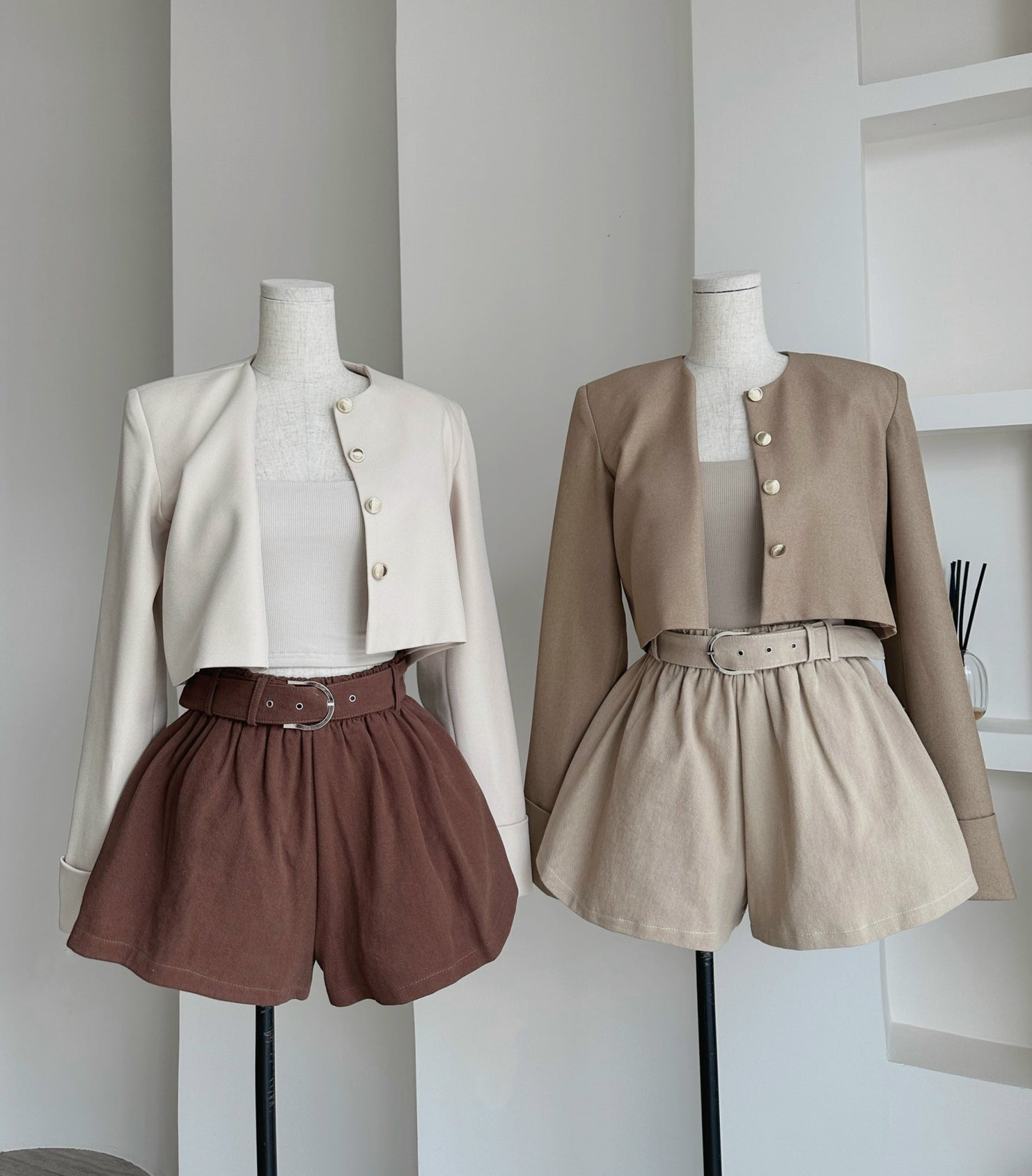 Pleated Shorts & Belt