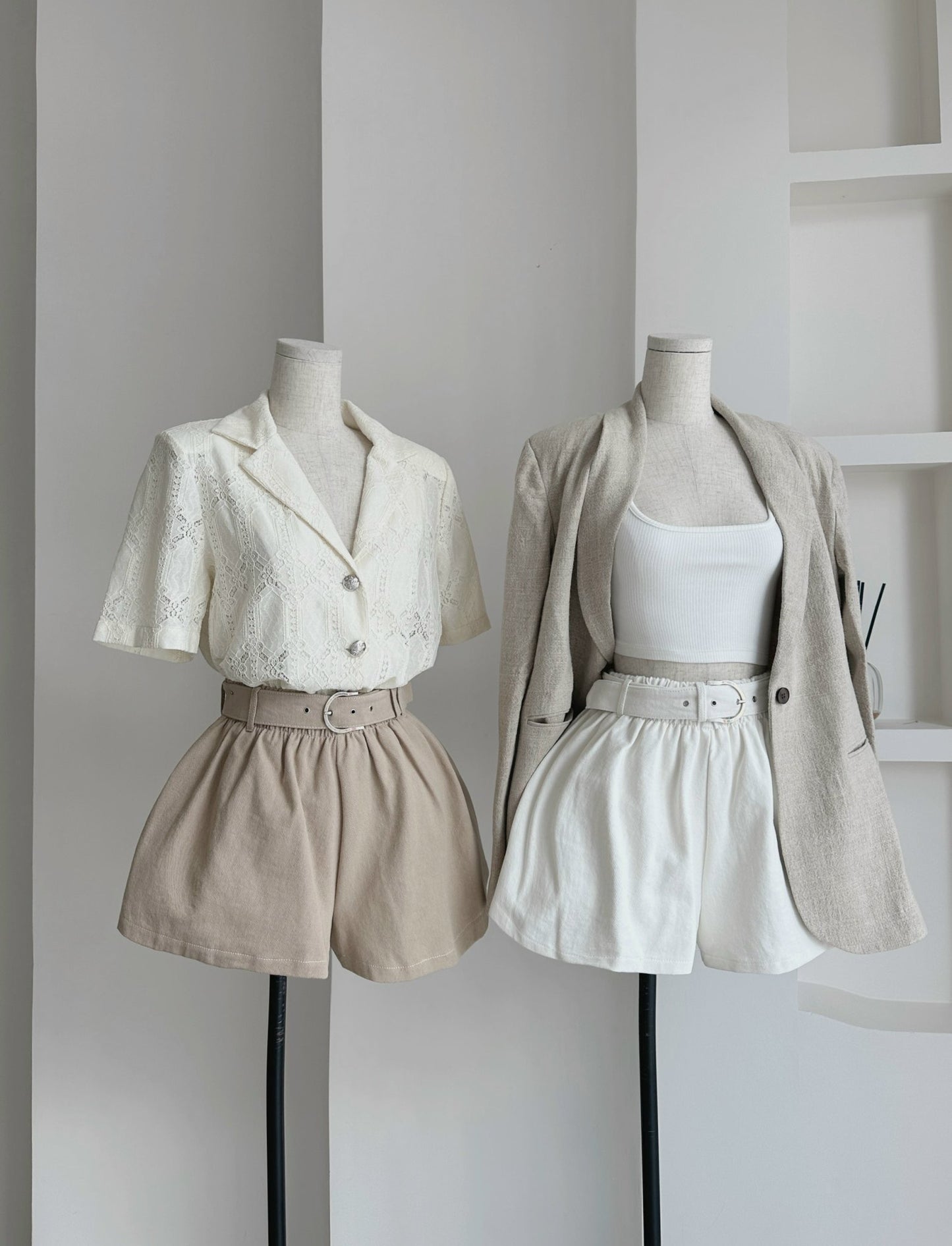 Pleated Shorts & Belt