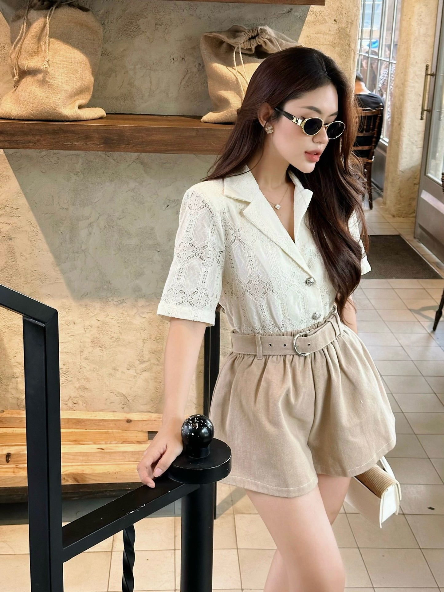 Pleated Shorts & Belt