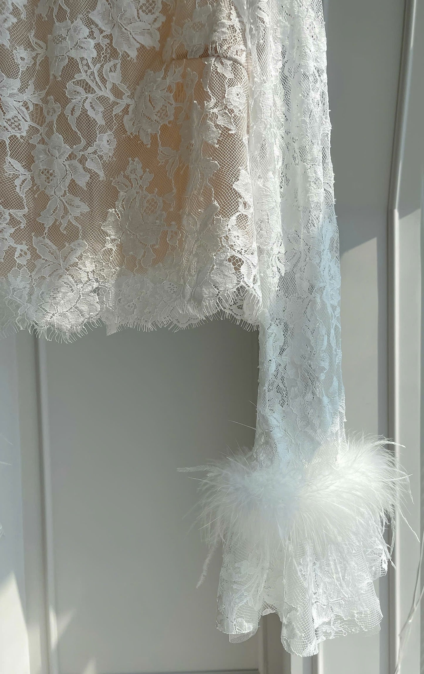 Floral Lace Embroidery Feather Blouse