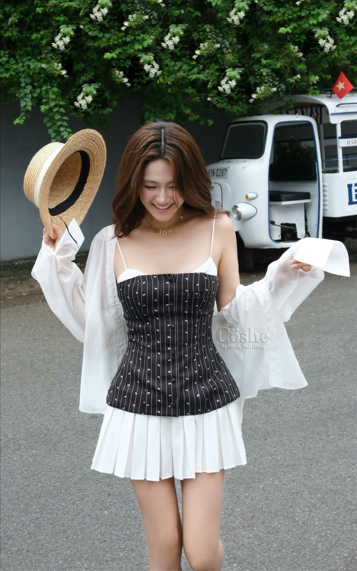 Pleated Dress & Button-up matching set