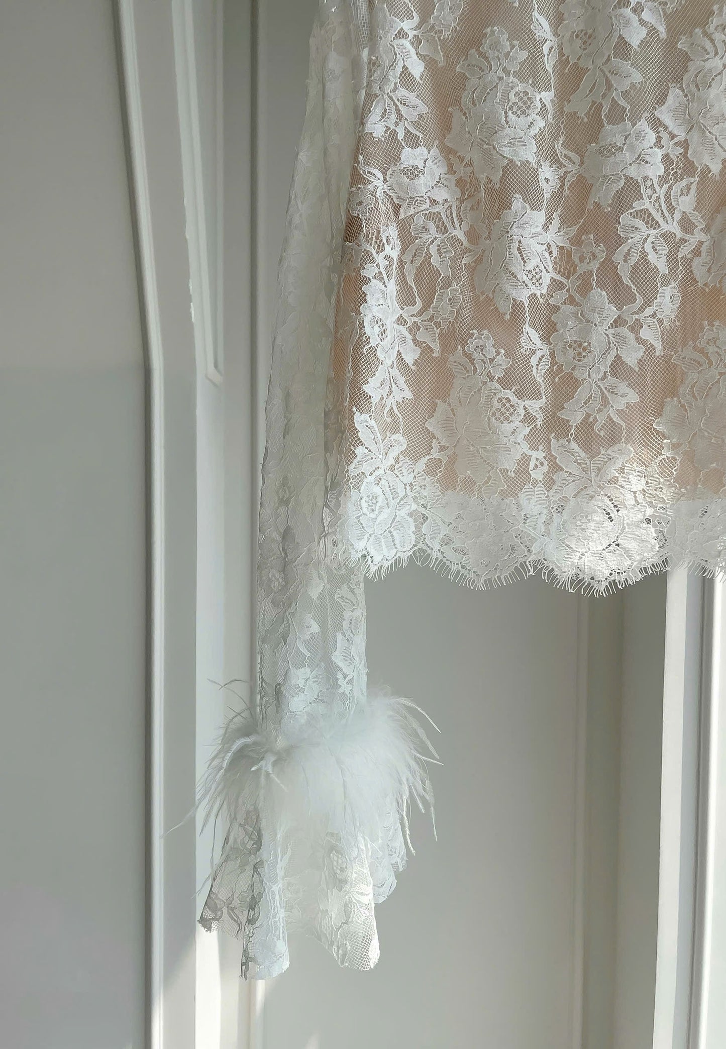 Floral Lace Embroidery Feather Blouse