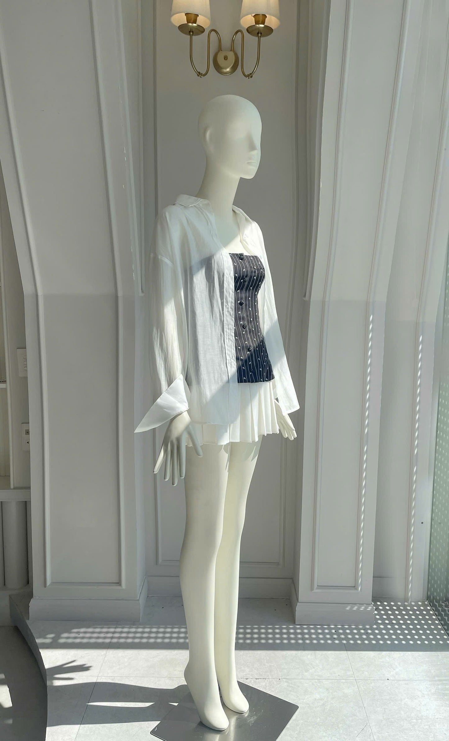 Pleated Dress & Button-up matching set