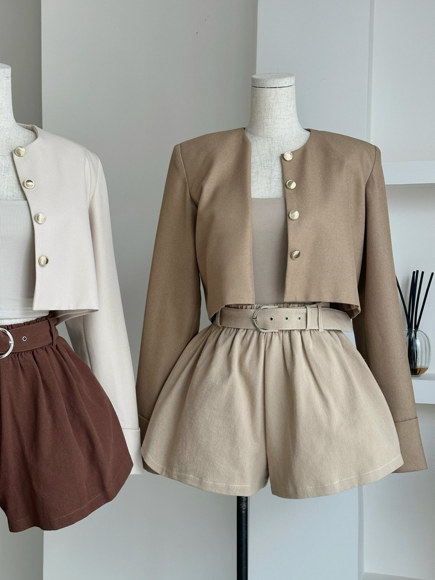 Pleated Shorts & Belt