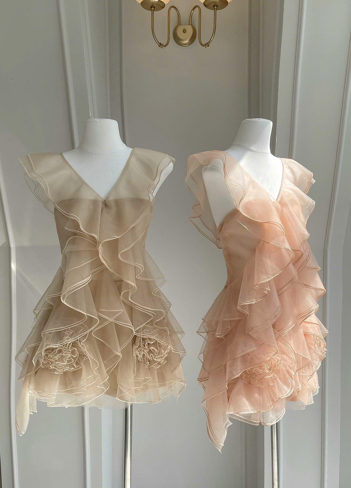 Sheer Chiffon Ruffle Dress