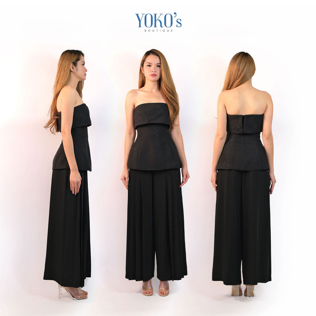 Sleeveless top & Pleated Wide-led pants