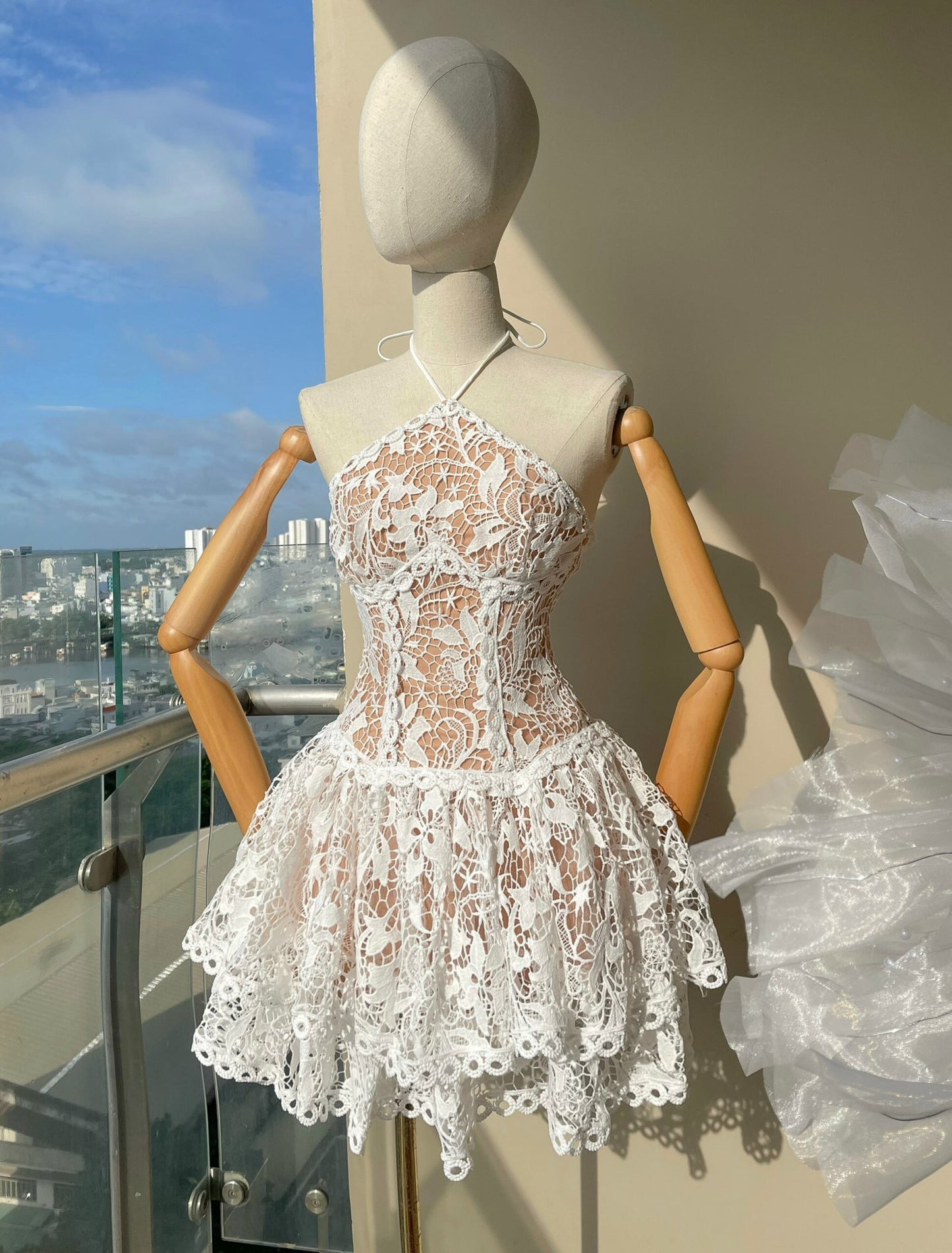 Lace Halter Mini Dress