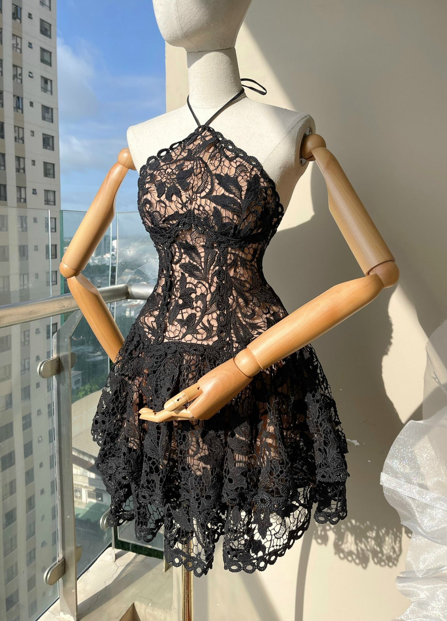 Lace Halter Mini Dress