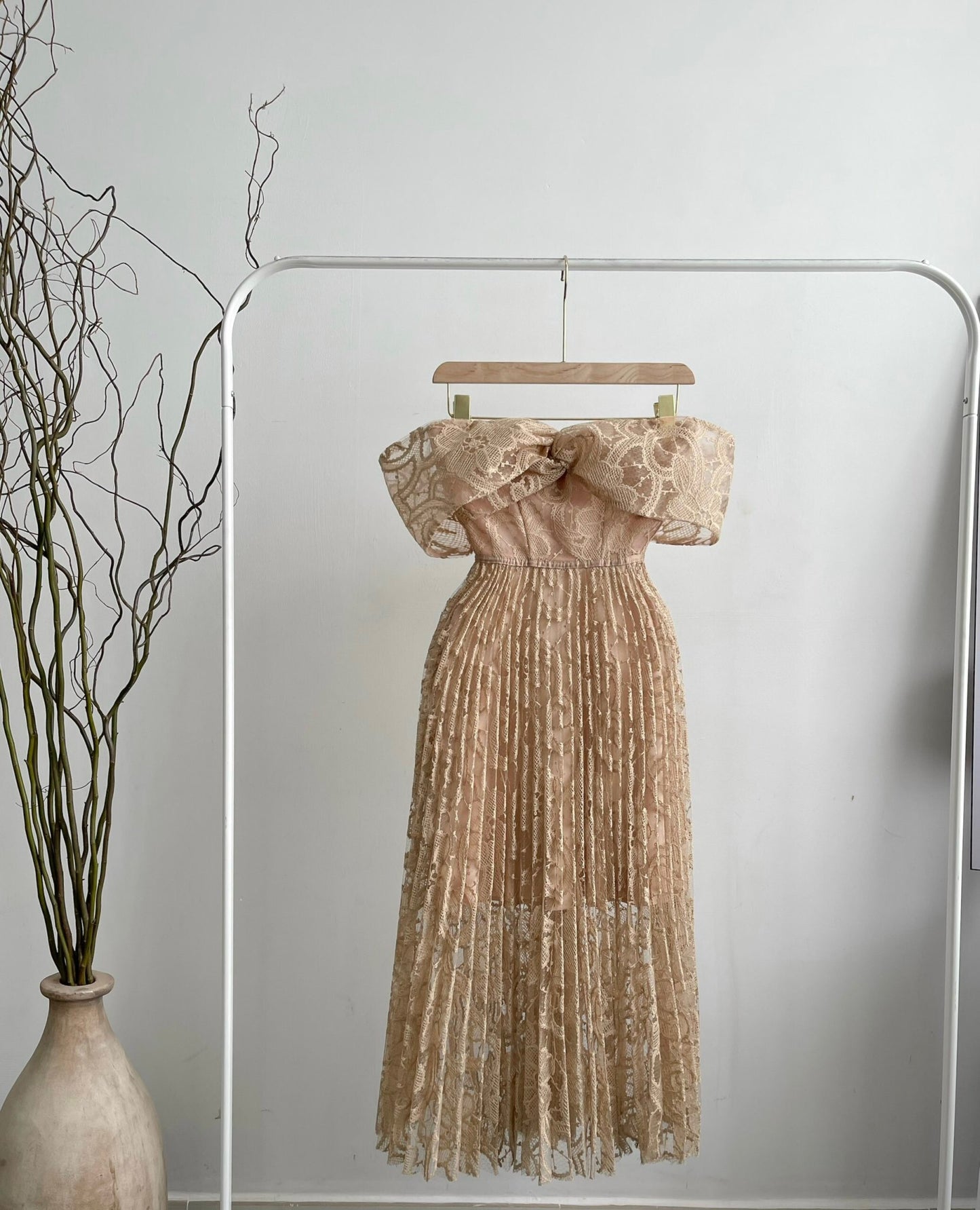 Off Shoulder Lace Midi Dress