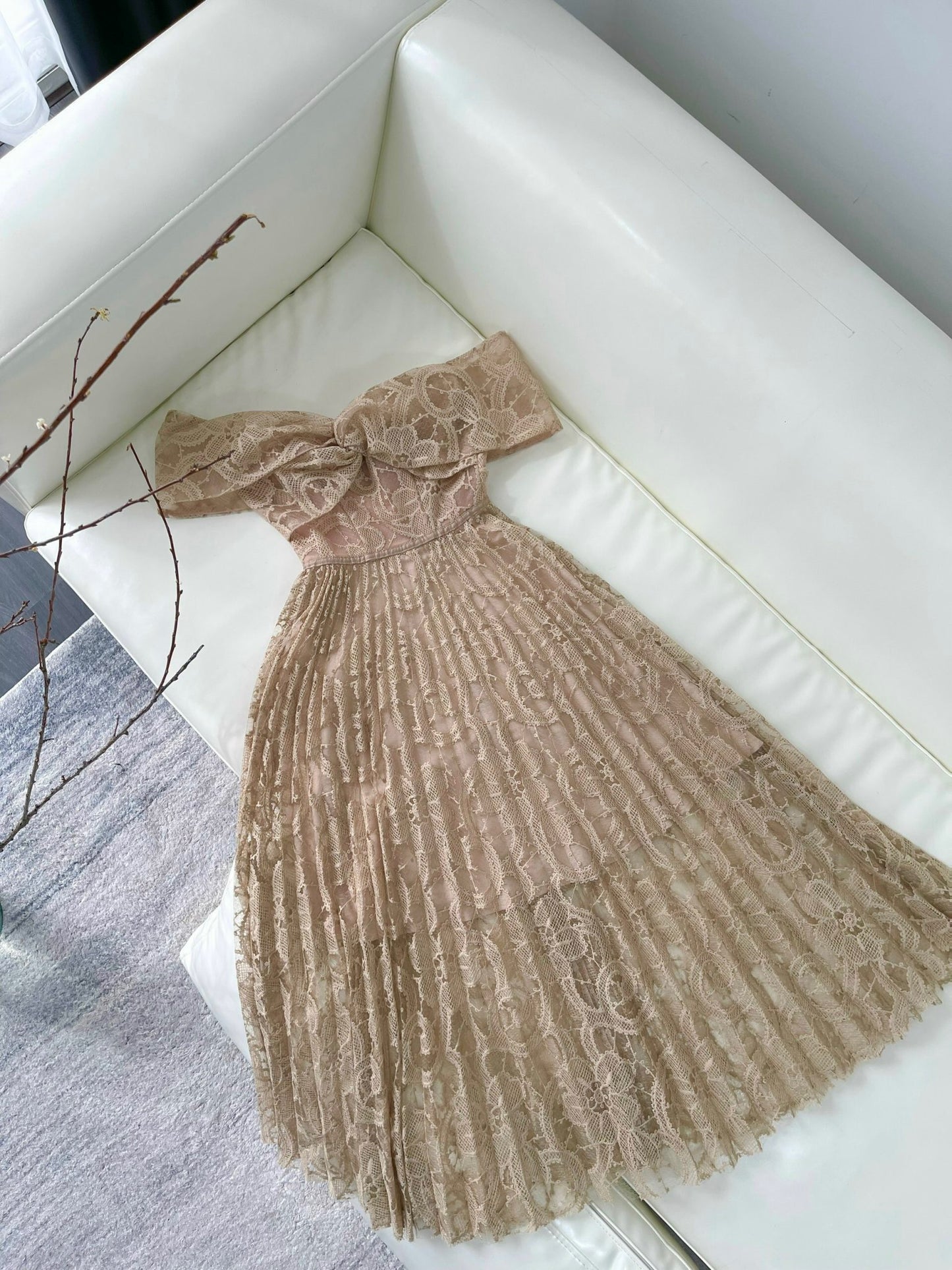 Off Shoulder Lace Midi Dress