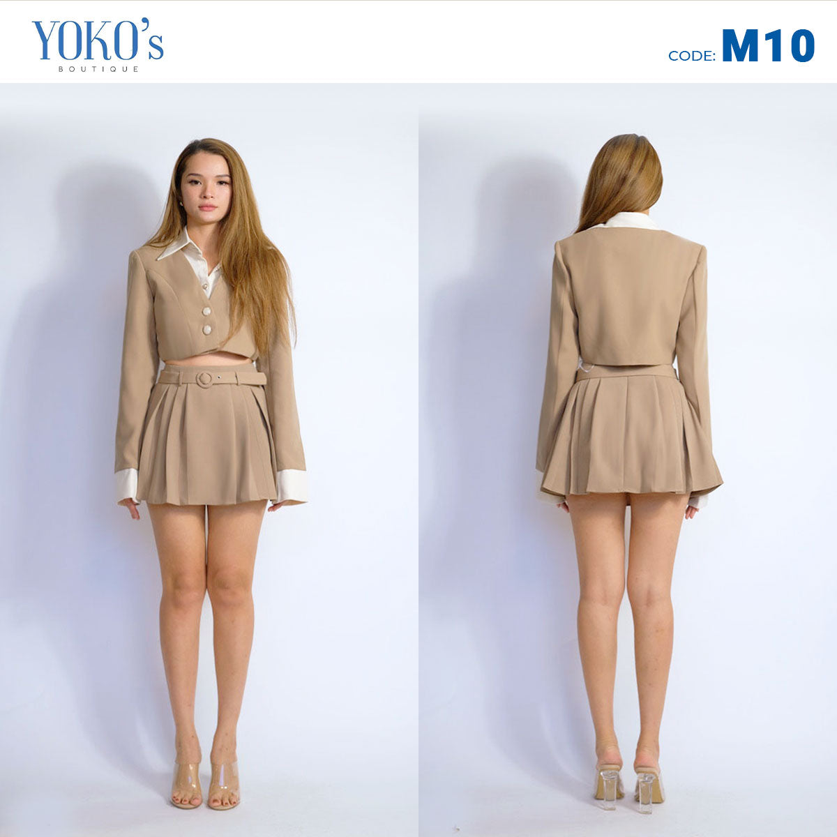 ASHLEY Crop Blazer + Skort Set