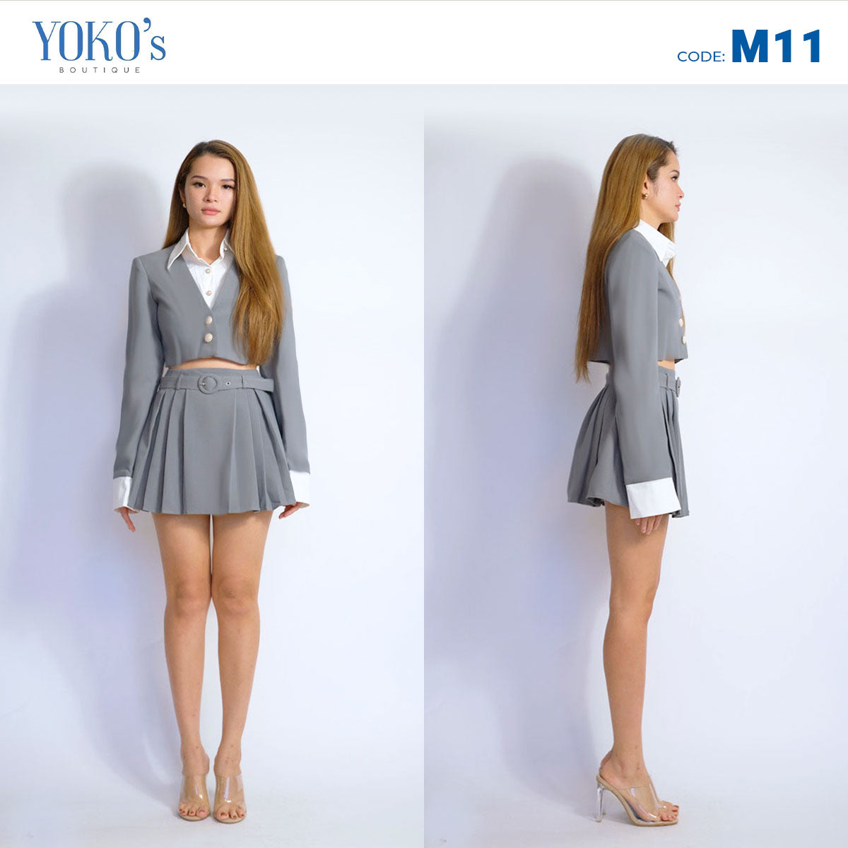 ASHLEY Crop Blazer + Skort Set