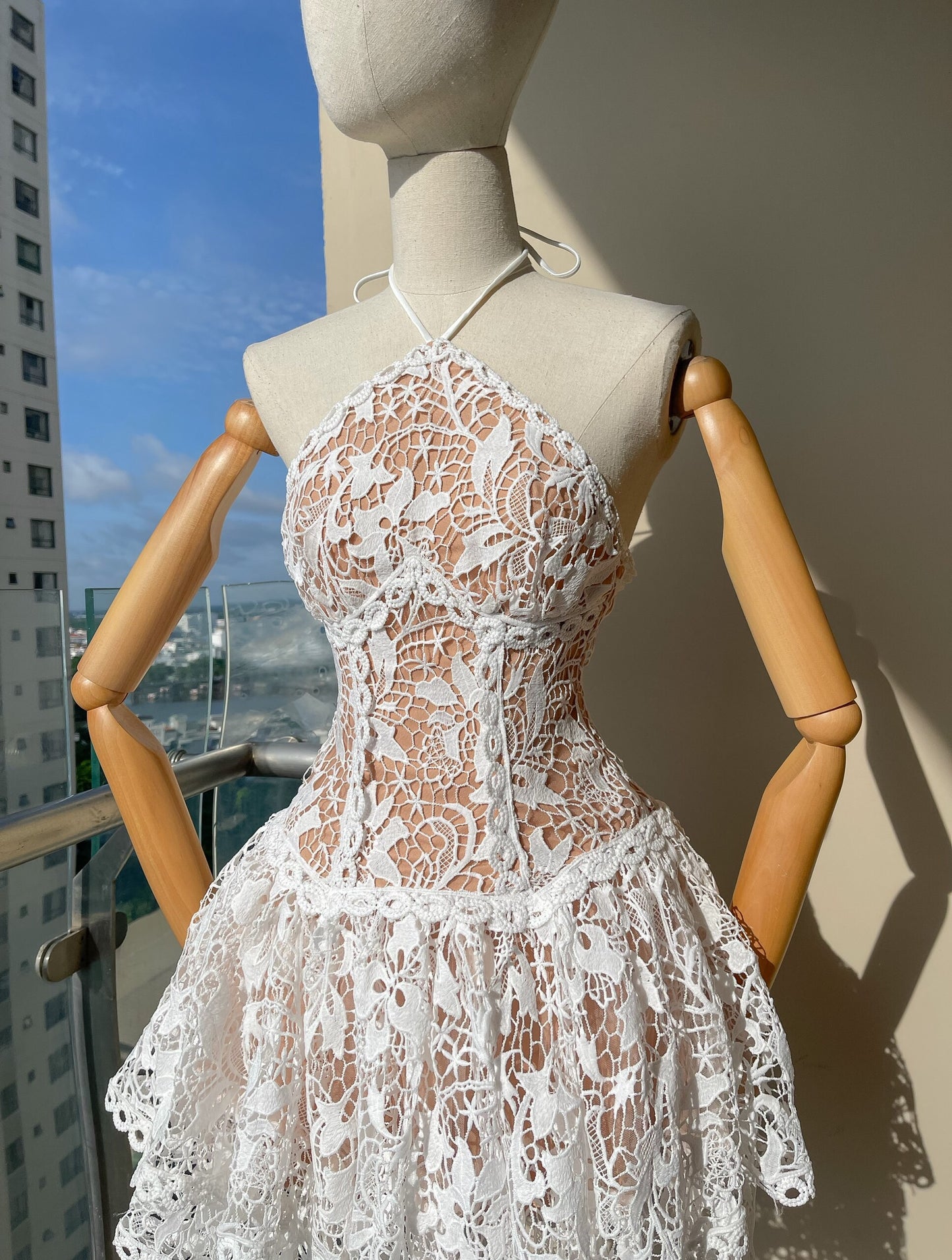 Lace Halter Mini Dress