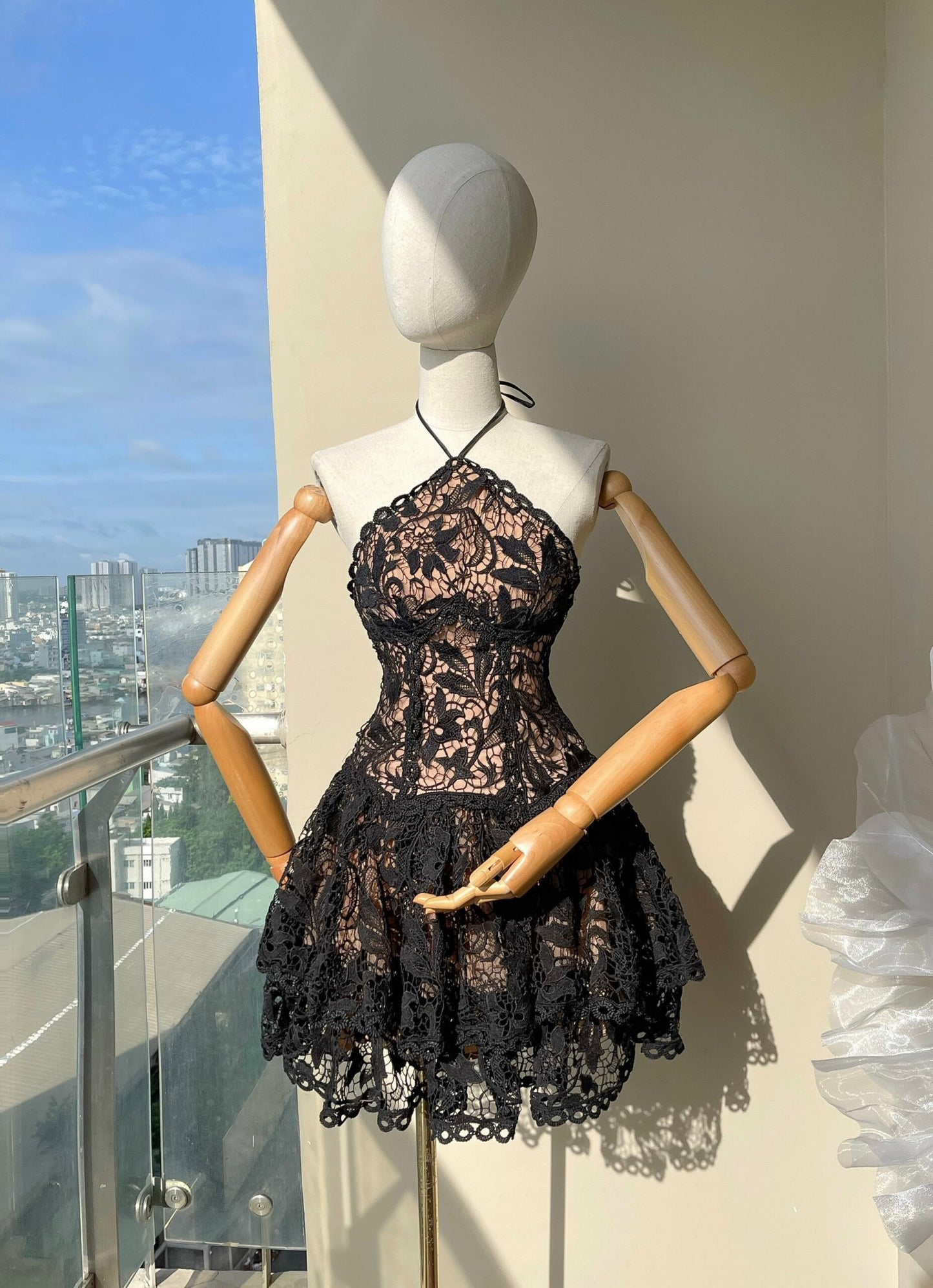 Lace Halter Mini Dress