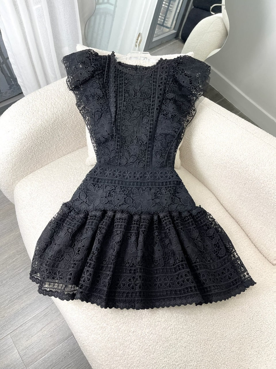 Lace Flutter Mini Dress