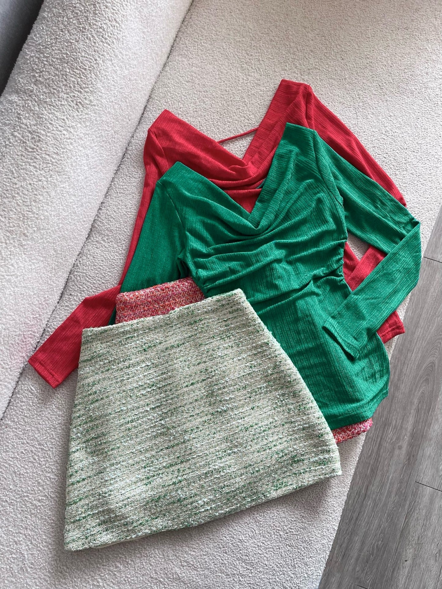 Open-Back Top + Tweed Skort Set