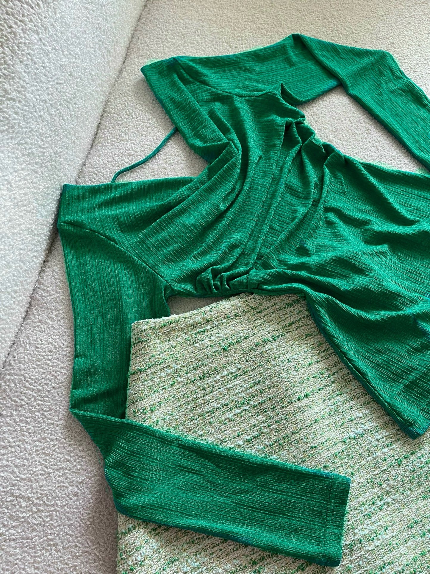 Open-Back Top + Tweed Skort Set