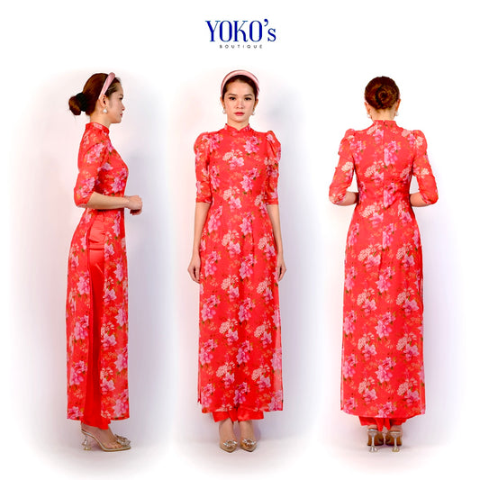 Vietnamese Puff Sleeves Ao Dai