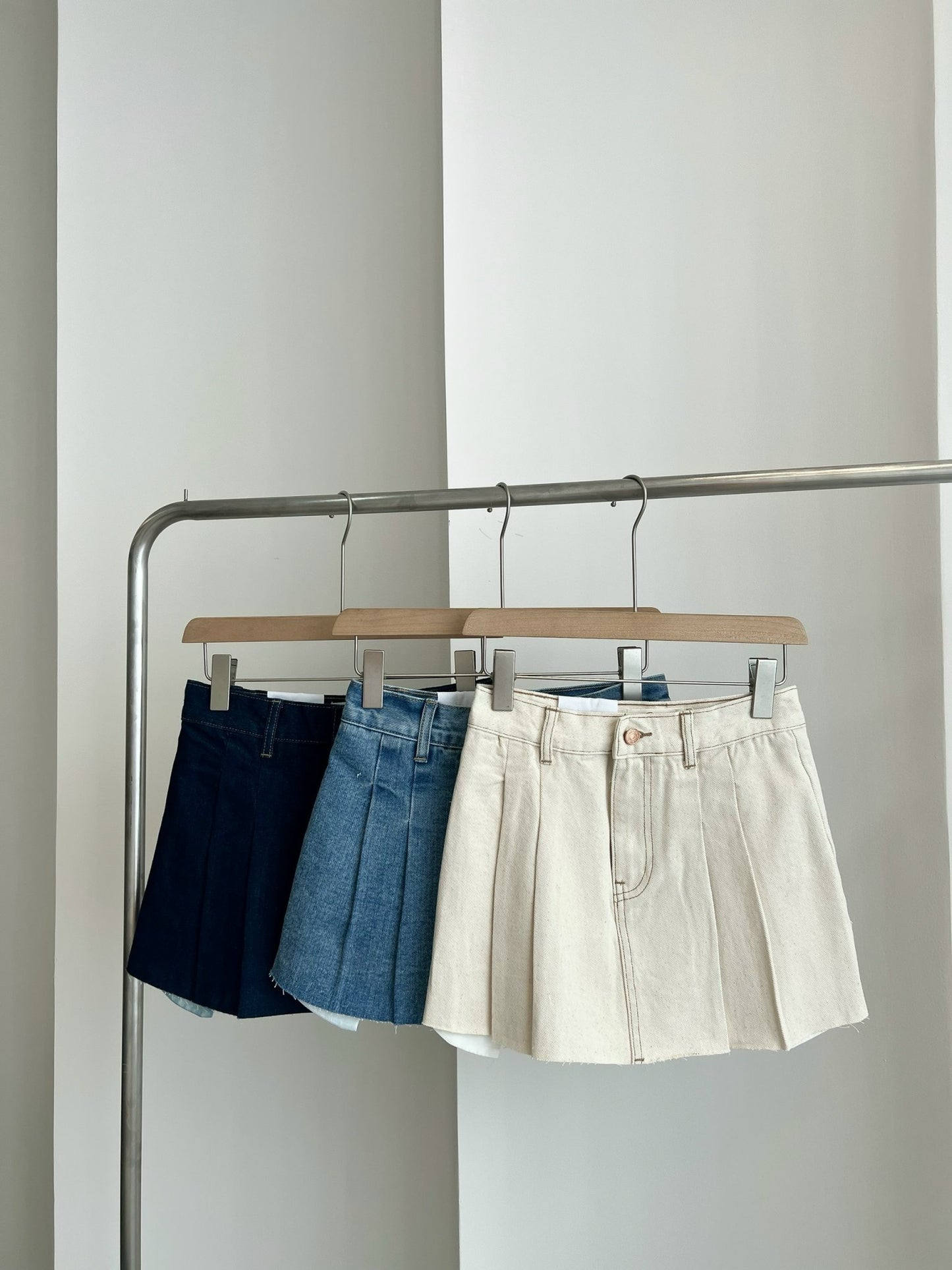 Pleated Denim Skort