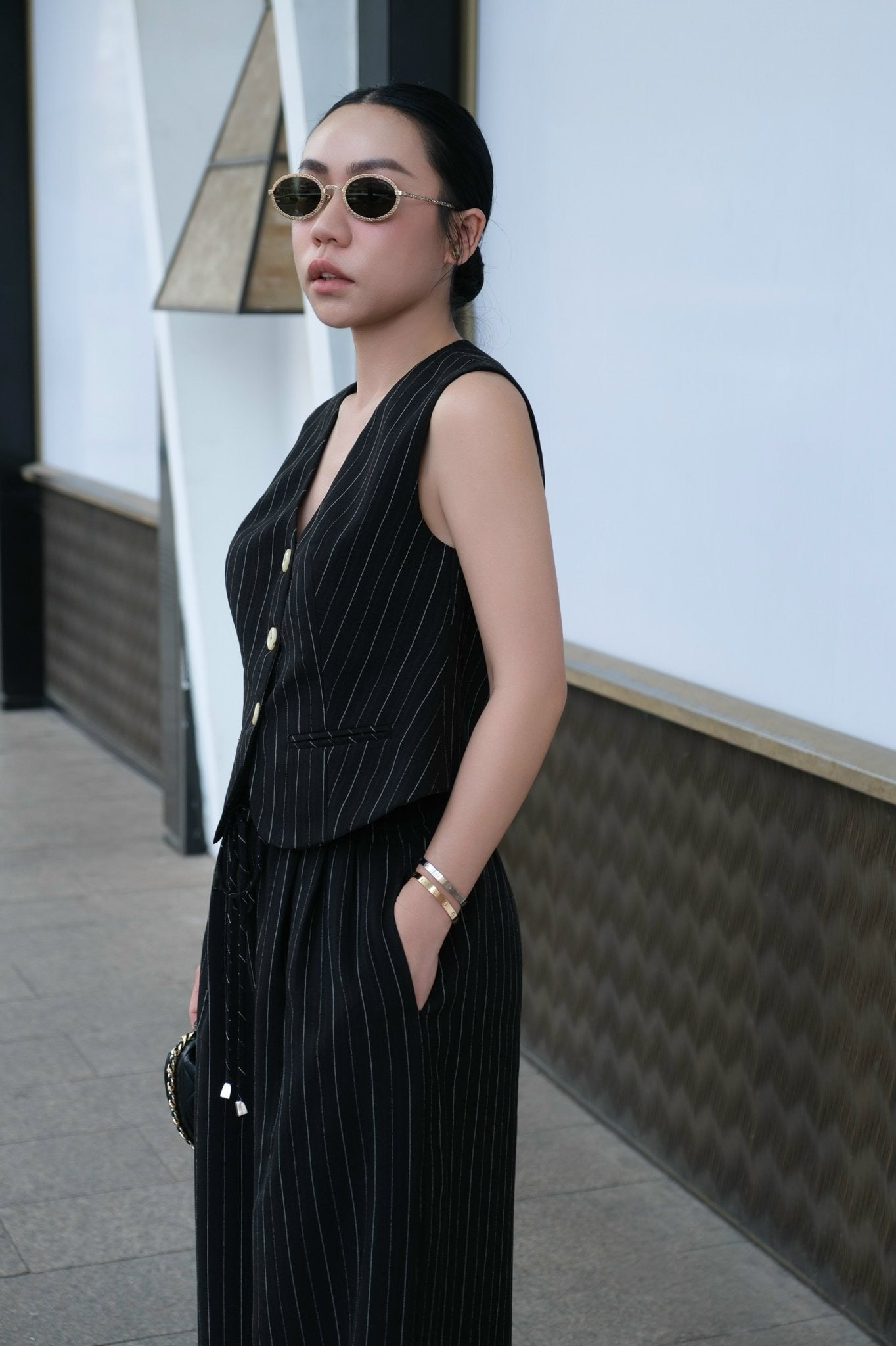 Tailored vest & Wide-leg pants set