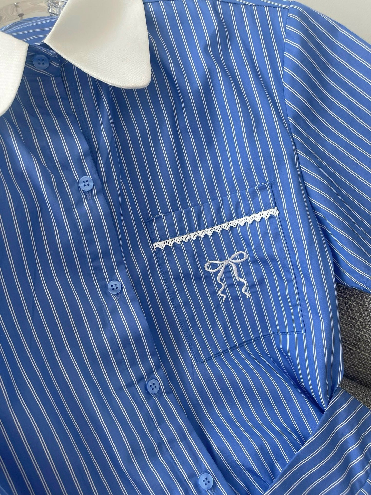 Striped Button-up Shirt & Matching Skort