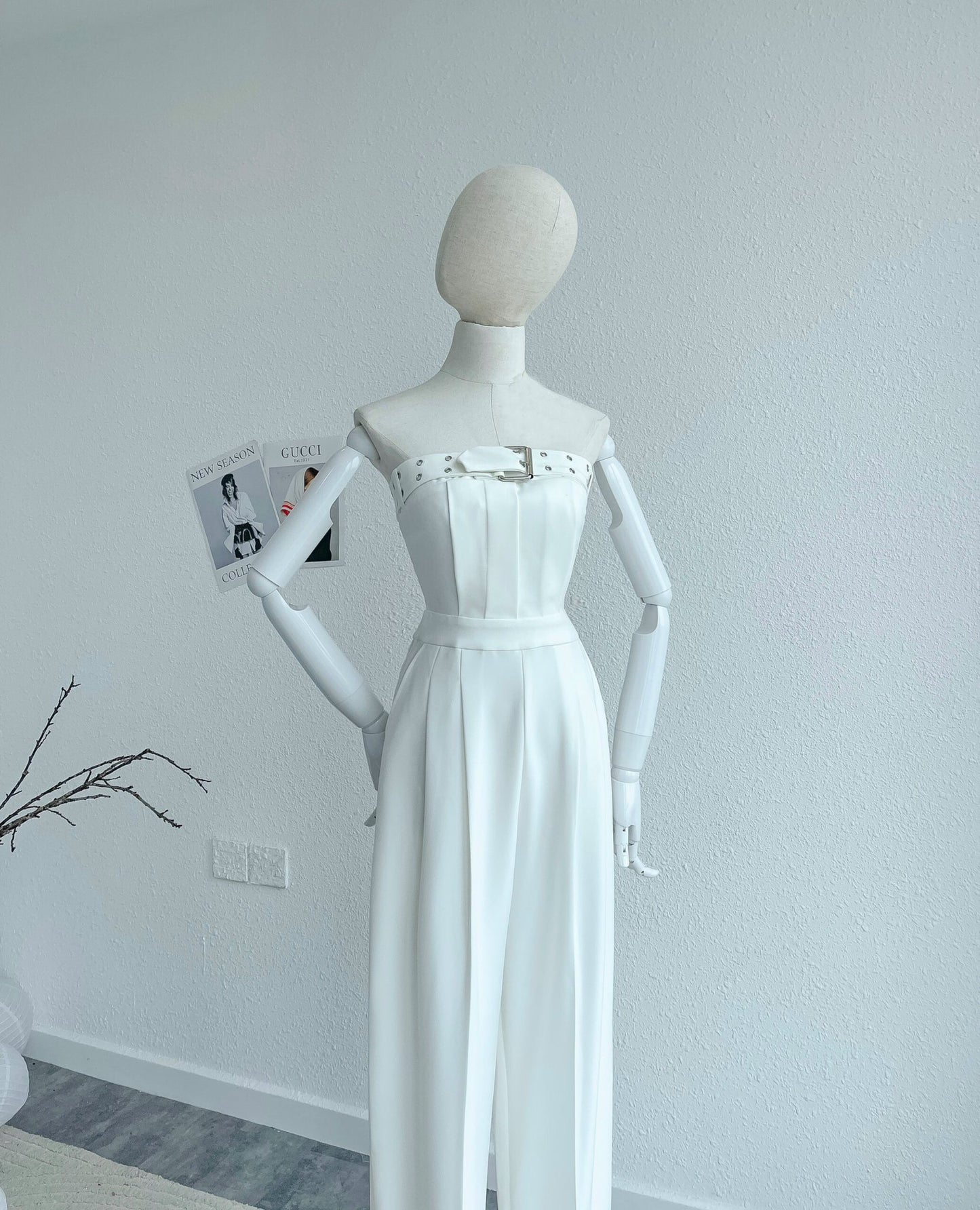 Strapless Jumpsuit with Belt