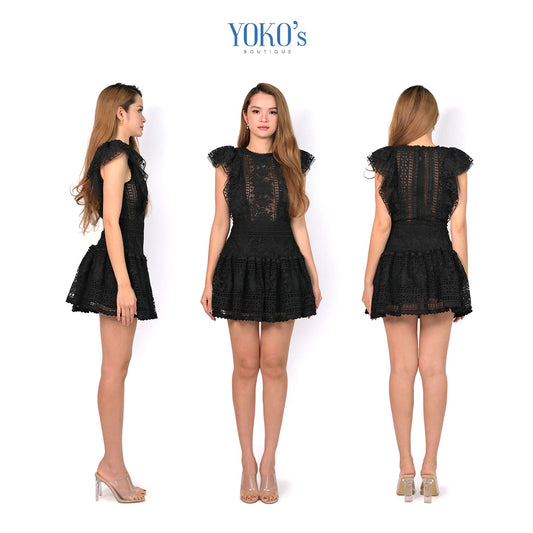 Lace Flutter Mini Dress