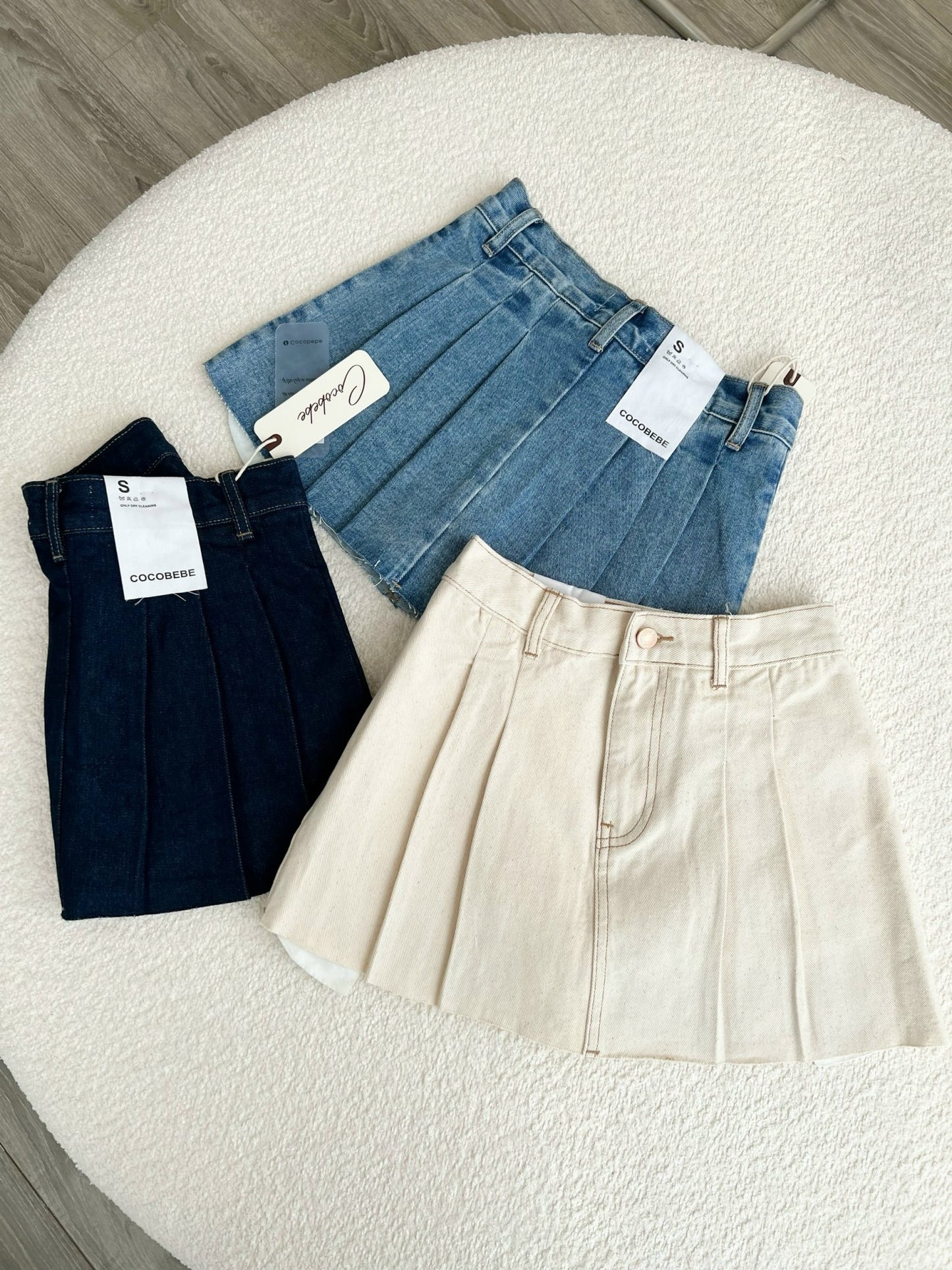 Pleated Denim Skort