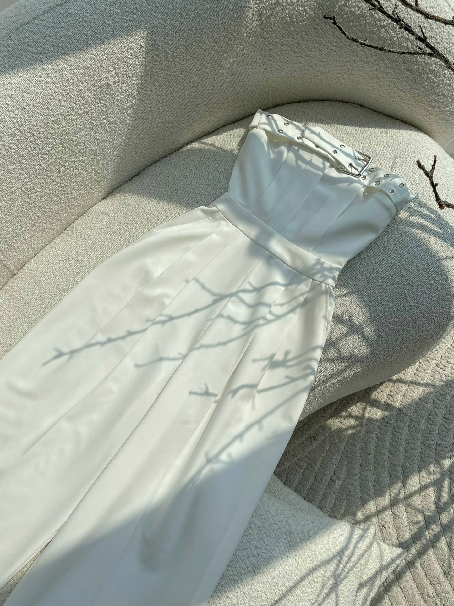 Strapless Jumpsuit with Belt