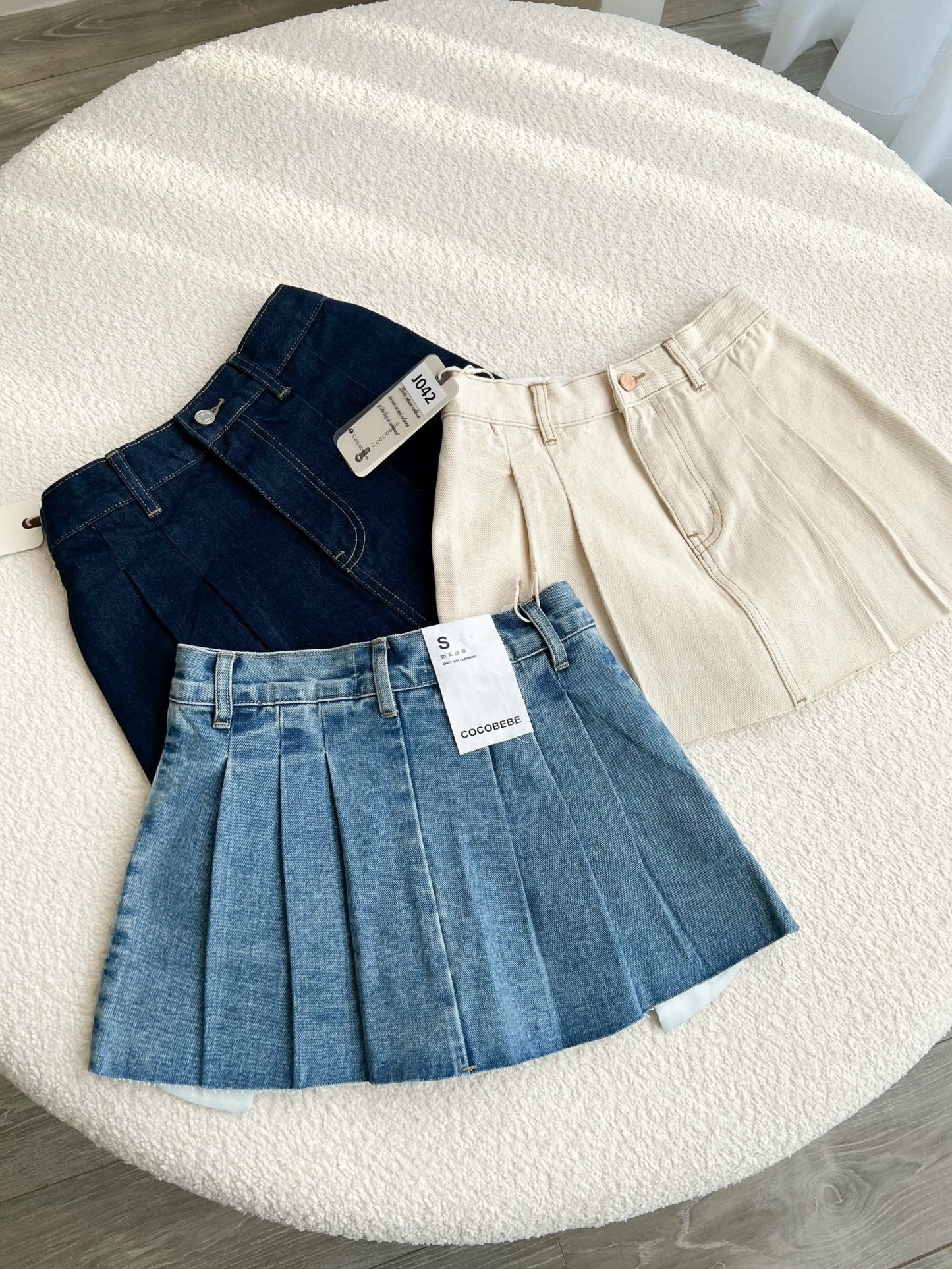 Pleated Denim Skort
