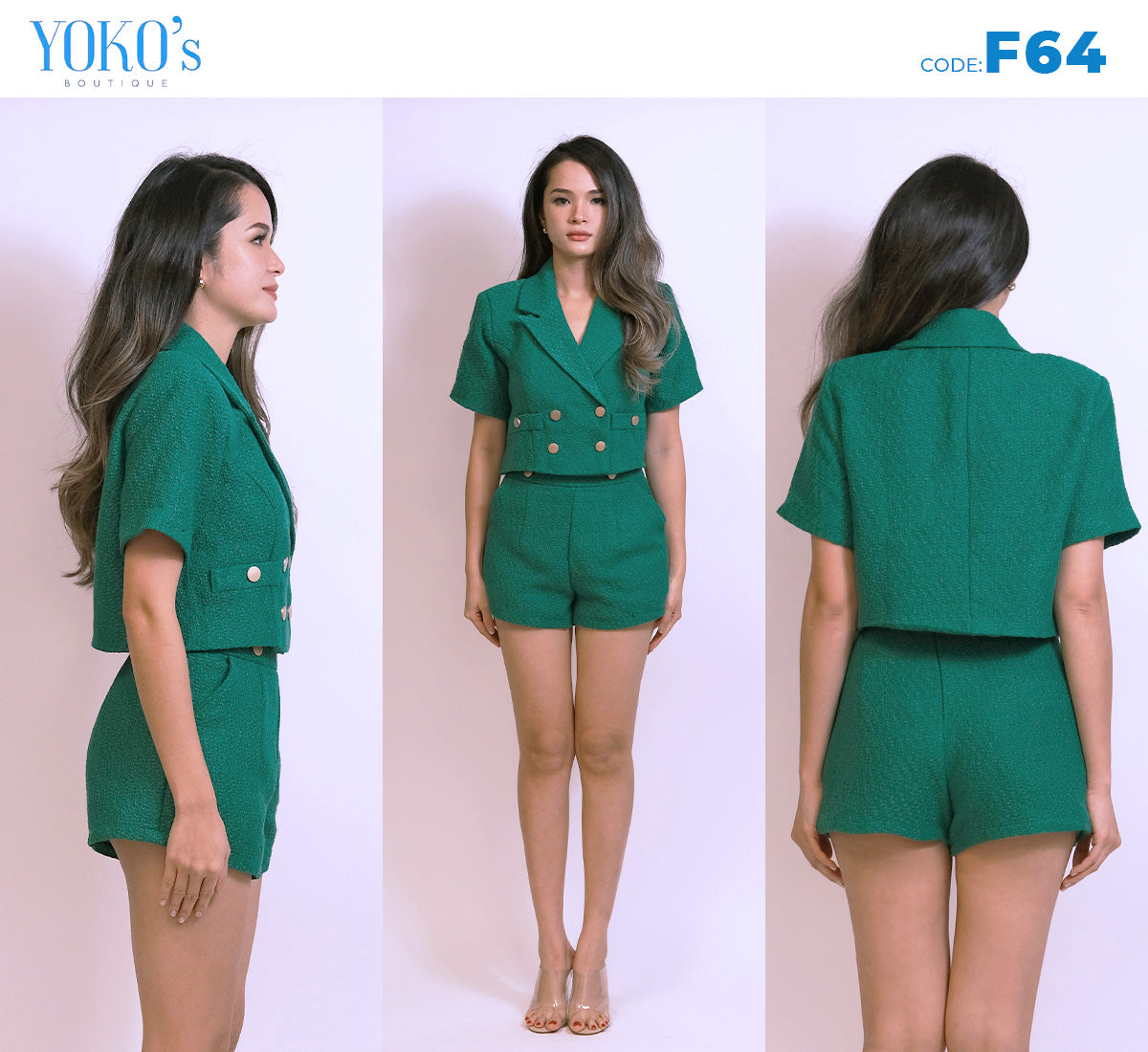 Tweed Cropped Button Top & Shorts