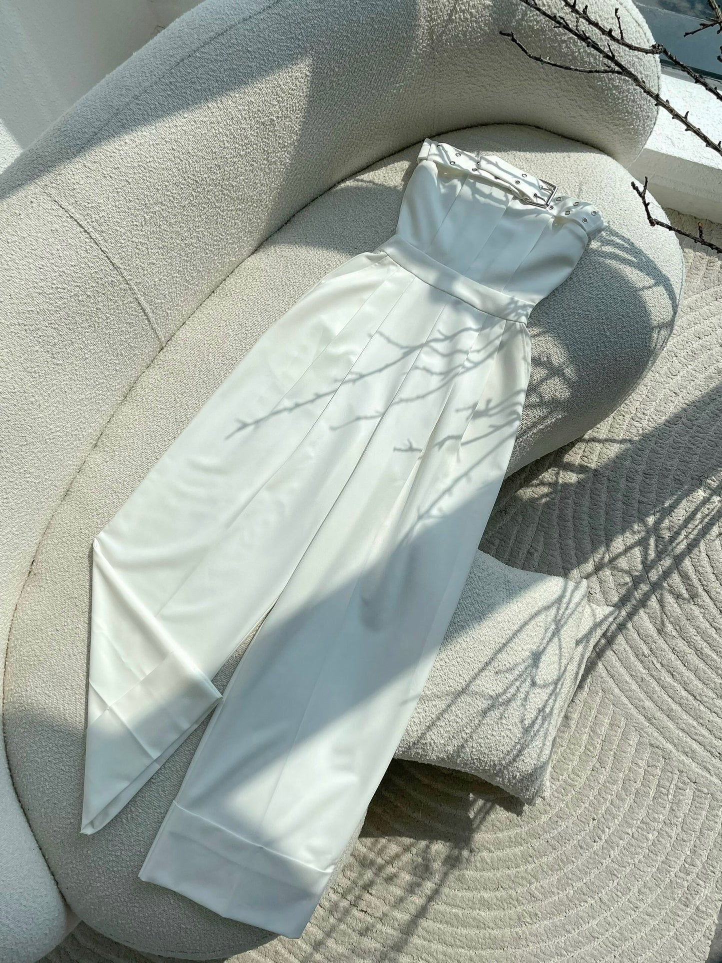 Strapless Jumpsuit with Belt