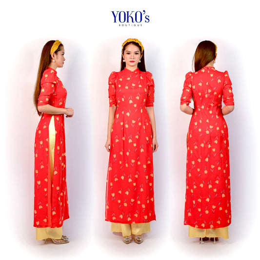 Vietnamese Puff Sleeve Ao Dai