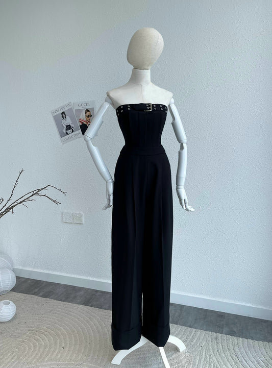 Strapless Jumpsuit with Belt