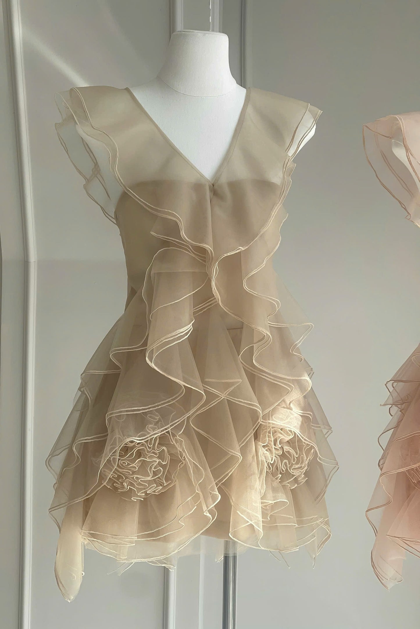 Sheer Chiffon Ruffle Dress