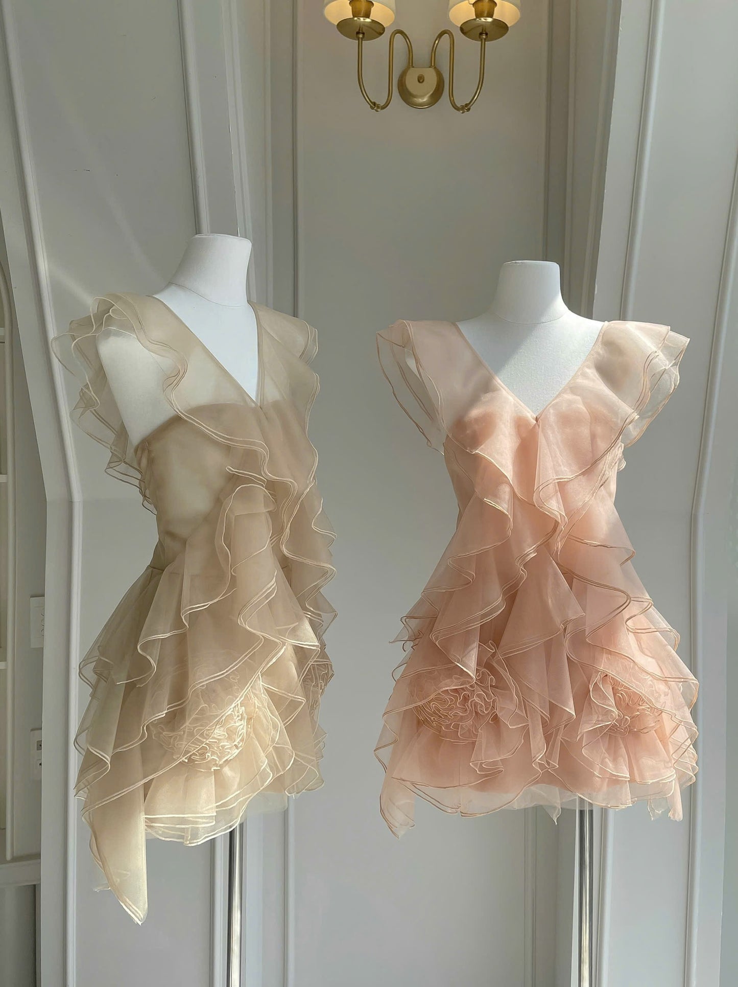 Sheer Chiffon Ruffle Dress