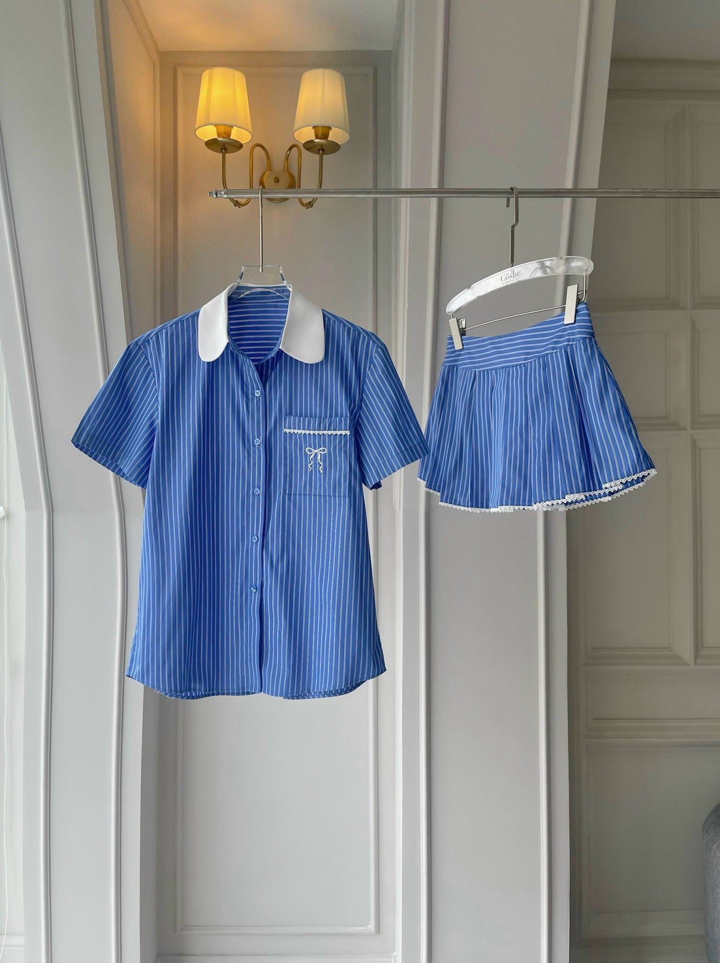 Striped Button-up Shirt & Matching Skort