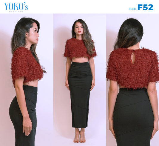 Fuzzy Crop Top + Long Pencil Skirt Set