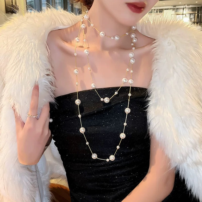Long Faux Pearl Necklace