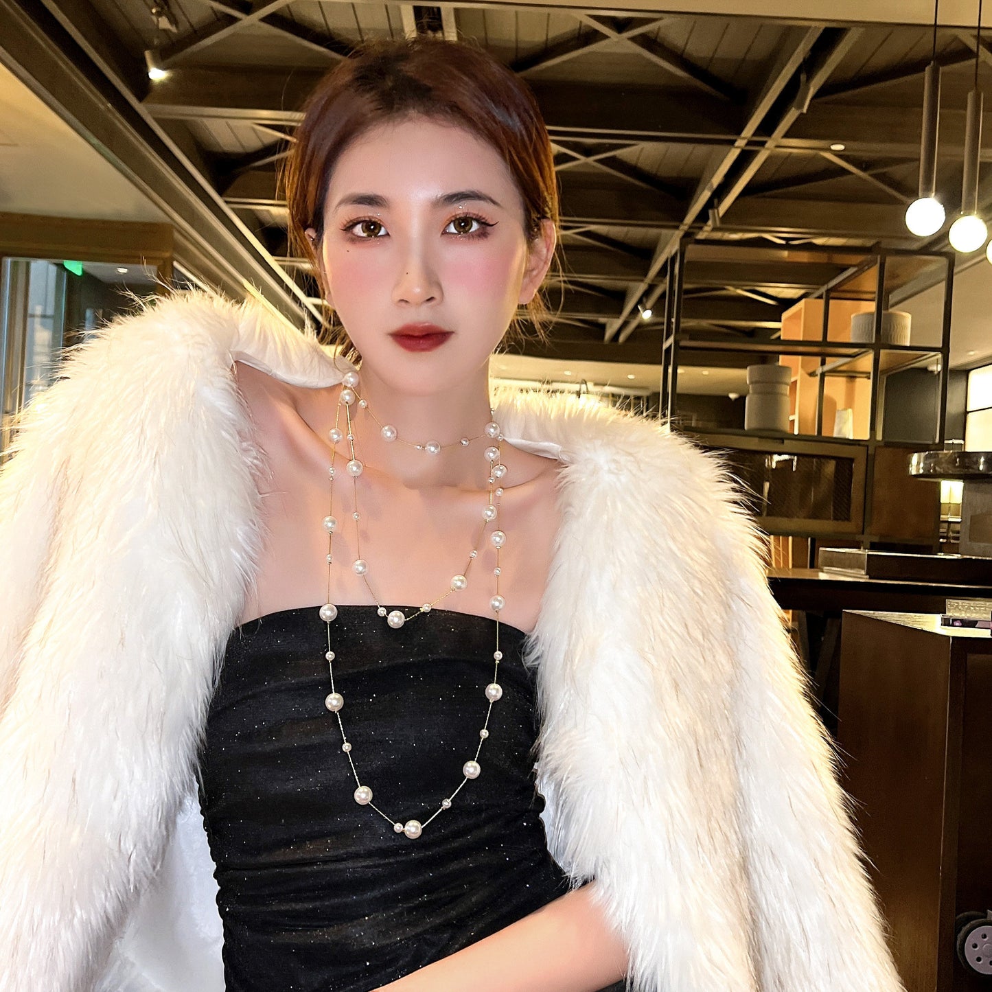 Long Faux Pearl Necklace