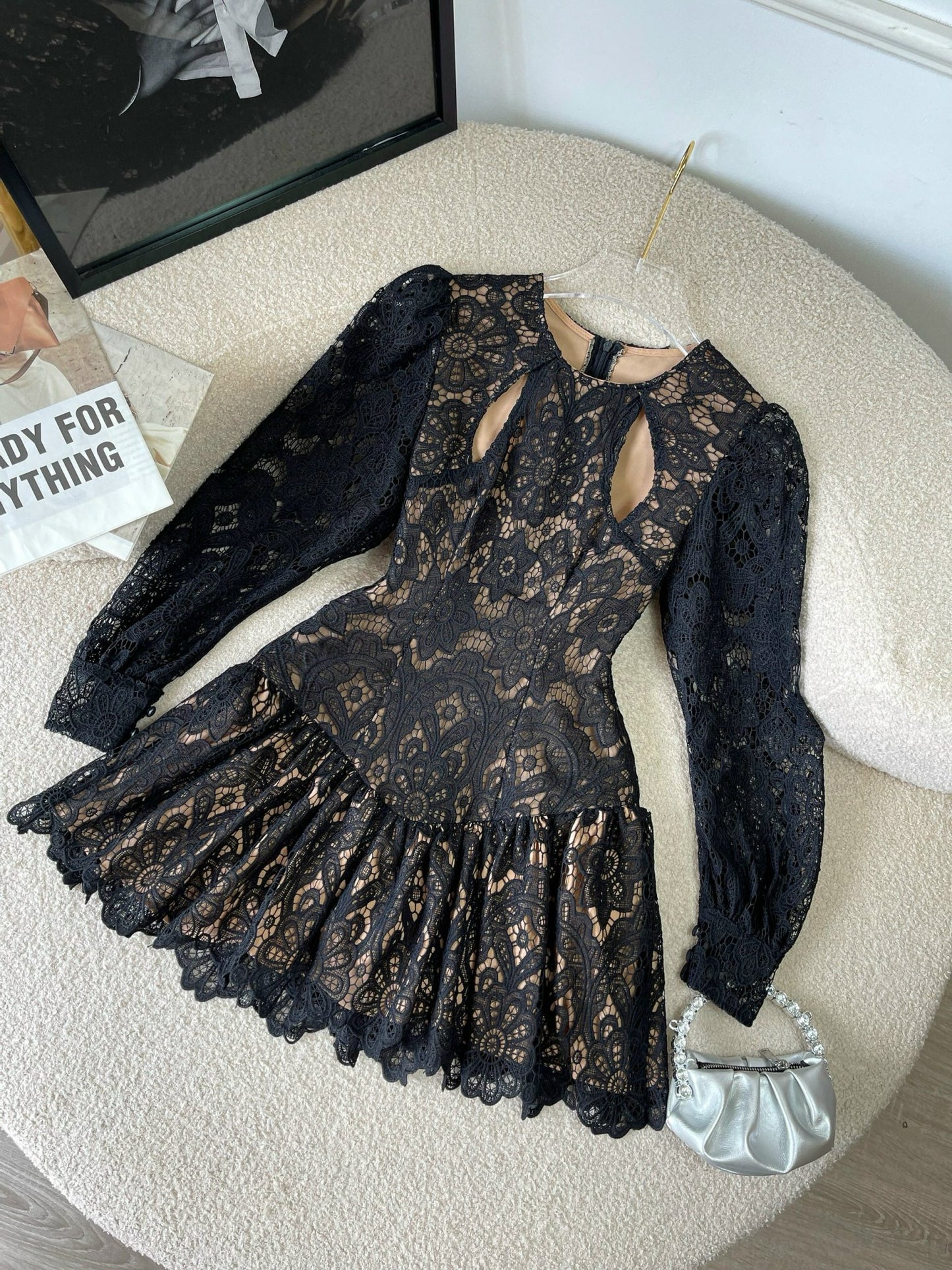 Lace Cutout Mini Dress