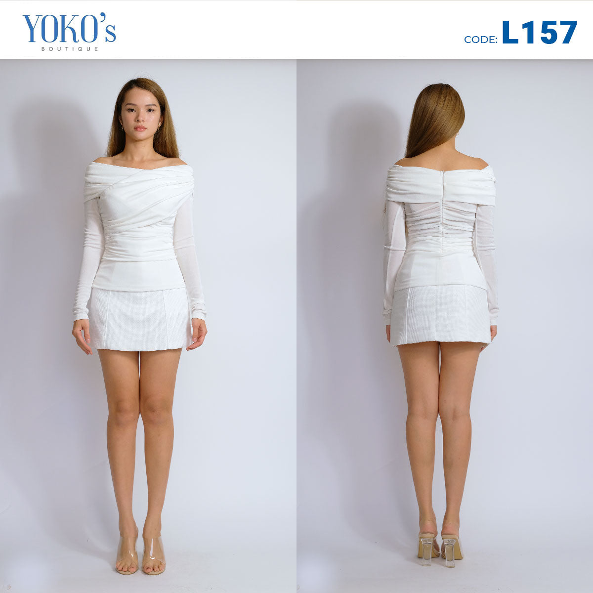 Long Sleeve Open-Shoulder Top + Skirt Set